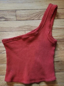 Urban Outfitters geripptes einschulteriges Essential Tank orange Größe SMALL kurzes Oberteil - Bild 1 von 6