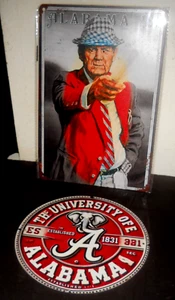 Alabama Crimson Tide Metal Wall Signs New 2 Ready to Hang 12"x8" & 8" Dia Round - Picture 1 of 5