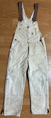 Vintage Carhartt Quilted Double Knee Bib Overalls Boys Youth Medium 10-12 - Image 1 of 4