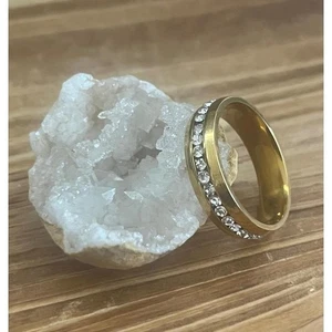 Nuevo Carburo de Tungsteno Oro 6mm Anillo Banda-Canal Conjunto Piedras -Regalo de Boda-Talla 10 - Imagen 1 de 8