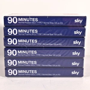 2002 Sky C90 Ferric 90Minute Cassette Tapes 2x 3Packs New & Sealed - Picture 1 of 4