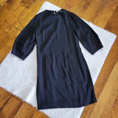 Vestido recto Derek Lam para mujer 8 bolsillos negros mangas abullonadas Foto 1 de 4