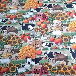 Farm Life Animals Cotton Fabric 36" x 44" Concord By Kesslers Vintage - Picture 1 of 7