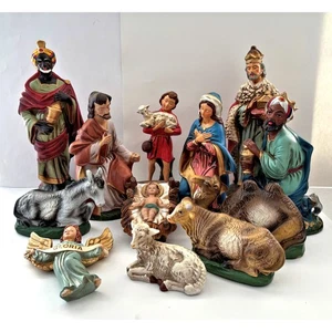 Wales Paper Mache Christmas Nativity 12 Pieces Japan Holy Family Jesus Religious - Picture 1 of 11