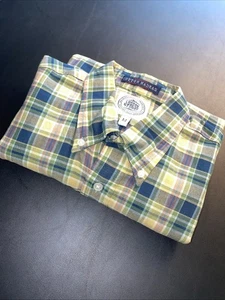 Camisa de manga corta J.Press para hombre mediana multicolor algodón indio Madras. - Imagen 1 de 17