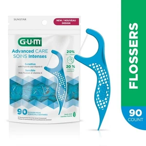 GUM Advanced Care Flosser Picks, Infused with Vitamin E, Fresh Mint (90 Count) - Picture 1 of 3