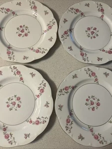 Set Of 4 Theodore Haviland NY Delaware Dinner Plates 10 1/4”Pink Roses USA - Picture 1 of 6