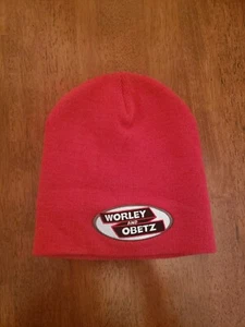 80s Vtg NWOT Worley & Obetz RED Yupoong Skull Cap Stocking Hat Toboggan Acrylic - Picture 1 of 6
