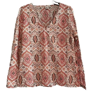 Prana Breathe 100% Cotton Top Size M Womens Lightweight Woven Long Sleeve Tunic - Picture 1 of 14
