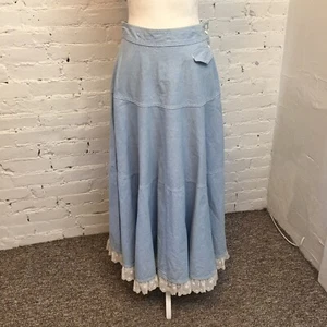 Vintage 80er Gloria Vanderbilt Denim Prärie Rock Spitzenbesatz Gr. M - Bild 1 von 7