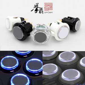 6pcs Arcade 24mm / 30mm Qanba Illuminated Push Button With Blue / White 5V LED