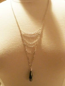 Silpada Hematite Teardrop Veil Sterling Silver Tier Necklace N2915 RARE NEW CUTE - Picture 1 of 12