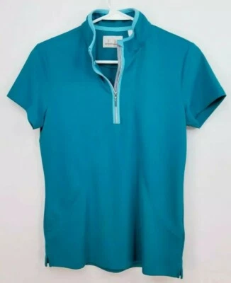 EP PRO Zip Mock Golf Polo Shirt, Womens Sz S, Blue, Short Sleeves, NEW, QA3104 - Image 1 of 4