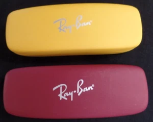 2 Ray-Ban Hard Shell Eyeglass Sunglass Yellow & Burgundy Red Lining Cases Only - Picture 1 of 5