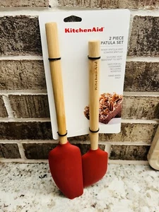 NEW KitchenAid Bamboo Spatula Set In Red (2-Piece Set) - Picture 1 of 1