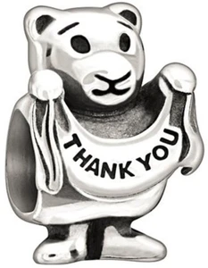 CHAMILIA STERLING SILVER THANK YOU BEARY MUCH BEAD 2010-3091 TEDDY BEAR CHARM - Picture 1 of 1