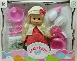 Little Baby Feeding Doll -Hair Brushing & Blowing Pottying Changing Toddler Baby - Picture 1 of 2