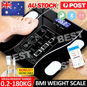 Bluetooth Body Fat Scale, BMI Smart Digital Bathroom Weighing Scales Body - Picture 1 of 13