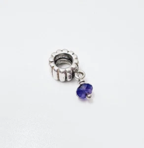 Estate PANDORA ALE 925 Sterling Silver February - Amethyst Ribbed Dangle Charm - Picture 1 of 8