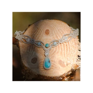 Edelstein-Makramee-Halskette mit Larimar | hangemachtes Unikat - Bild 1 von 3