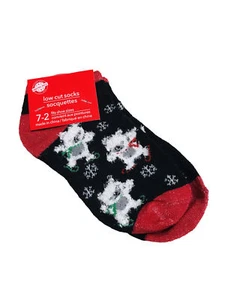 Christmas House - Polar Bear Black Socks - Kid's Size 7-2 - Low Cut Socks - Picture 1 of 5