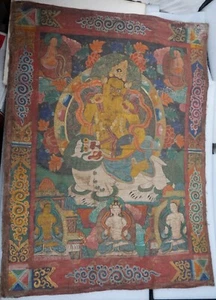 ANTIGUO TAPIZ COLGANTE THANGKA BUDISTA TIBETANO DEL HIMALAYA PINTURA ORIGINAL - Imagen 1 de 24
