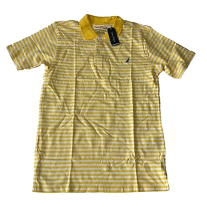 Nautica Short Sleeve Polo T Shirt Boys Size XL 18/20 Yellow White Striped - Picture 1 of 17