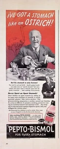 VINTAGE 1940s Print Ad ~ Pepto-Bismol ~ I've got a stomach like an Ostrich! - Picture 1 of 1