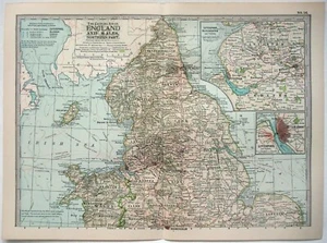 Northern England & Wales - Original 1902 Map by The Century Company. Antique - Picture 1 of 4
