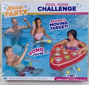 BANZAI Pool Pong Water Toy Game Inflatable Table Floating Summer Party Float - Picture 1 of 7