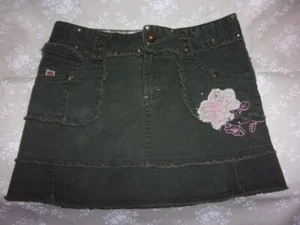 Paris Blues Girl’s Black Skort Flower Applique Pink Embroidery Adjst Waist Sz 10 - Picture 1 of 5