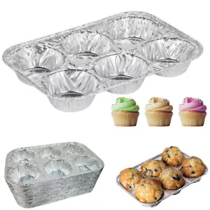 50 Pk Foil 6 Cavity Aluminum Pan Cake Mold Muffin Cupcake Disposable Container ! - Picture 1 of 1