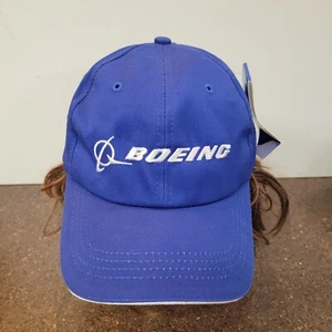 Boeing Aircraft Baseball Cap Mens Blue Adjustable Strapback Spell Out Logo Hat - Picture 1 of 7
