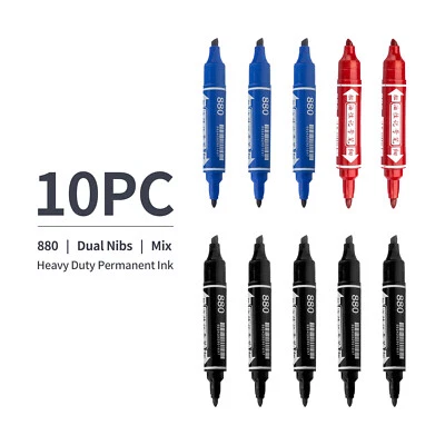 10x Permanent Markers Heavy Duty Alcohol Base Black Blue Red Warehouse Work - image 1 of 4