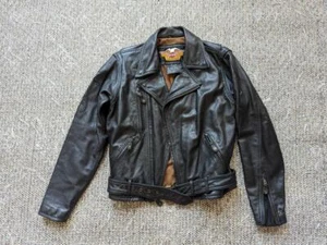 Chaqueta de moto vintage Harley Davidson S motociclista 38 negra piel de serpiente años 90 y2k - Imagen 1 de 12