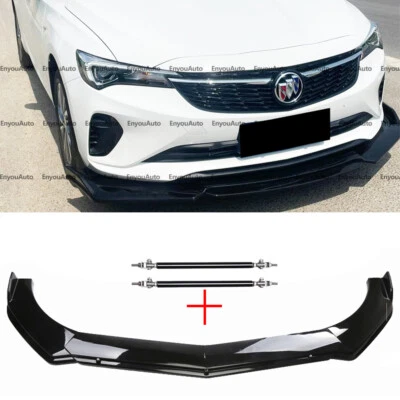 For Buick Lacrosse Front Bumper Lip Spoiler Splitter + Strut Rods Glossy Black Foto 1 de 4