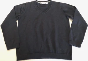BONPOINT NAVY V NECK L/S SWEATER FINE KNIT 100% COTTON LOGO ON HEM SZ. 6A - Picture 1 of 4