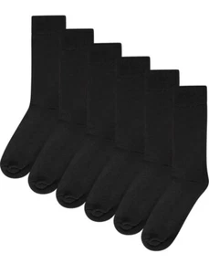 Kids Ladies 6 Pack Thick Warm Comfy Brushed Lined Black Thermal Winter Socks - Picture 1 of 5