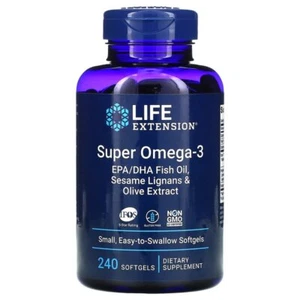 Life Extension Super Omega-3 EPA/DHA con sésamo + extracto de oliva 240 cápsulas blandas - Imagen 1 de 2