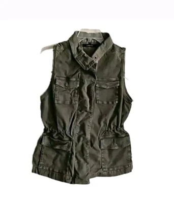 J brand Women's Size Small green utility Collared Sleeveless vest - Image 1 of 4