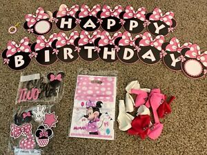 Minnie Mouse 2nd birthday party Supplies Treat Bags Balloons Cake Decor Banner