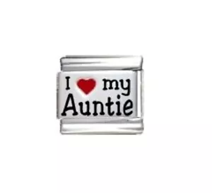 9mm Italian Charm Link L31 Aunt Aunty I Love My Auntie Fits Classic Size - Picture 1 of 1