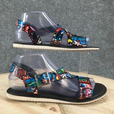 Sandalias de bambú para mujer 8 informales con hebilla con correa negra imitación cuero planas Foto 1 de 4