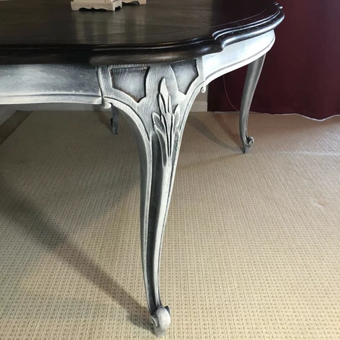 French Provincial Dining Table Hand Carved Solid Wood Cover