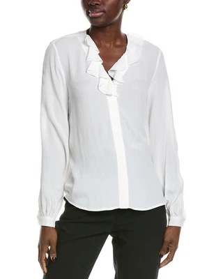 Brooks Brothers Ruffle Blouse Women's White L - Image 1 of 3