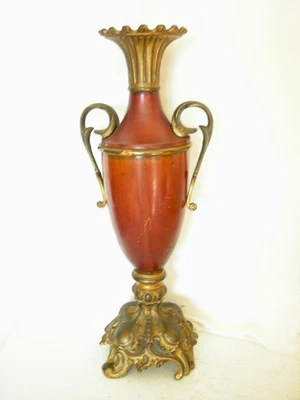 ANTIQUE VICTORIAN DECORATIVE METAL URN/VASE-BRASS-Twin Handles - 12" High - Image 1 of 4