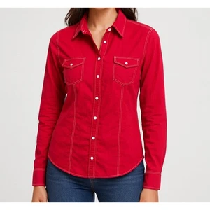 Tommy Hilfiger Womens Pink Button Front Collared Shirt Medium - Picture 1 of 9