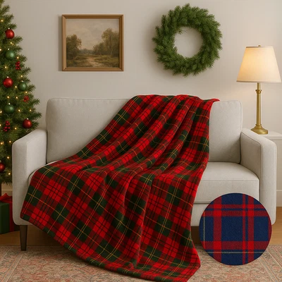 Check Fleece Throw Blanket Super Soft 150x200cm Warm Tartan Double Bed Sofa - Image 1 of 4