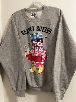Riot Society “Bearly Buzzed” Sweatshirt XL Gray Pullover Crewneck Graphic  - Image 1 of 4