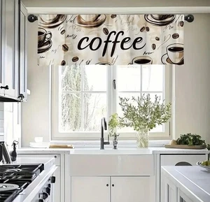 Coffee Cafe Curtain Kitchen 137cm x 45cm New - Picture 1 of 4